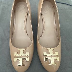 Tory Burch - Authentic - Miller Wedge Pumps - Nude Patent Leather - 6.5
